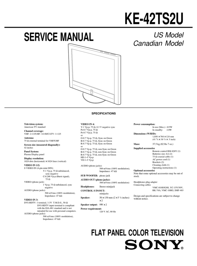 Sony KE-42TS2U - 42" Flat Panel Color Tv User manual