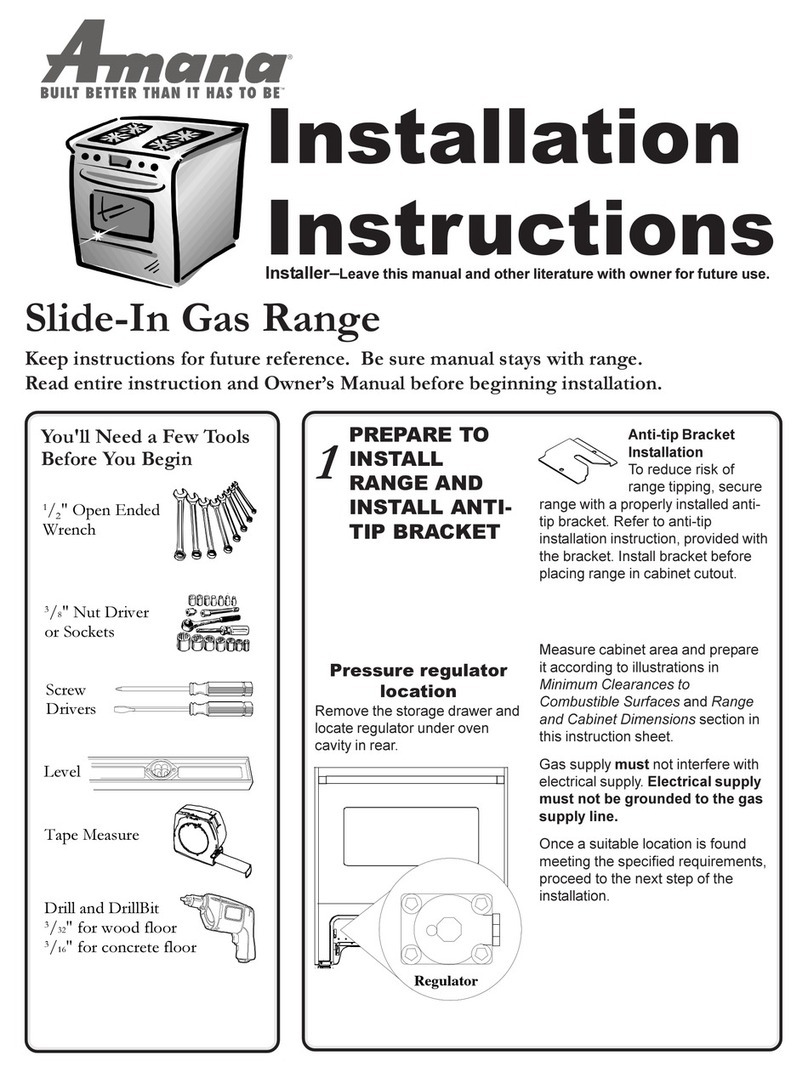 Amana slide-in gas range User manual