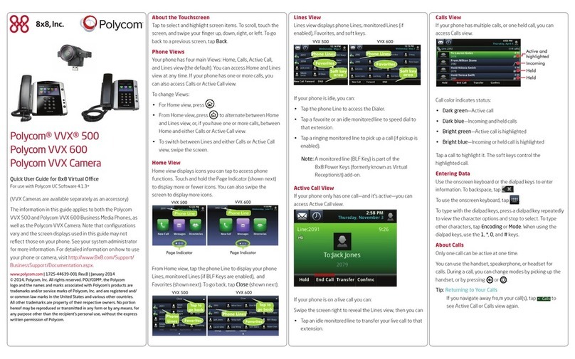 Polycom VVX 500 series Instruction manual Polycom VVX 500 series Instruction manual