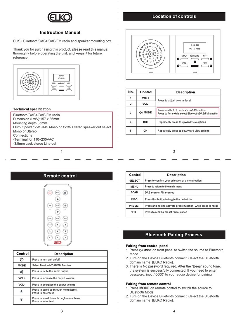 Elko Bluetooth/DAB+/DAB/FM radio User manual