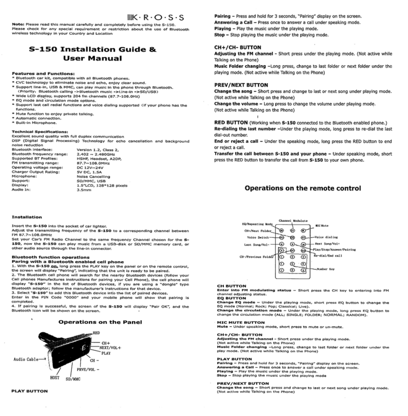 Kross S-150 Installation guide & user manual