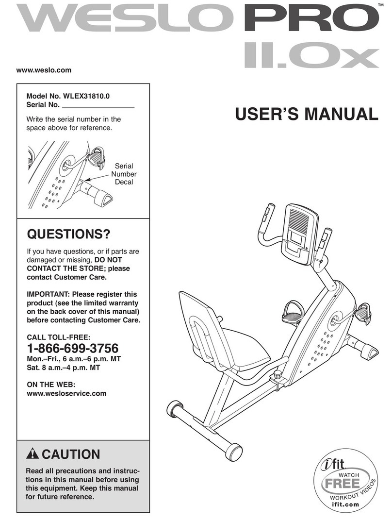 Weslo PRO 11.0x WLEX31810.0 User manual