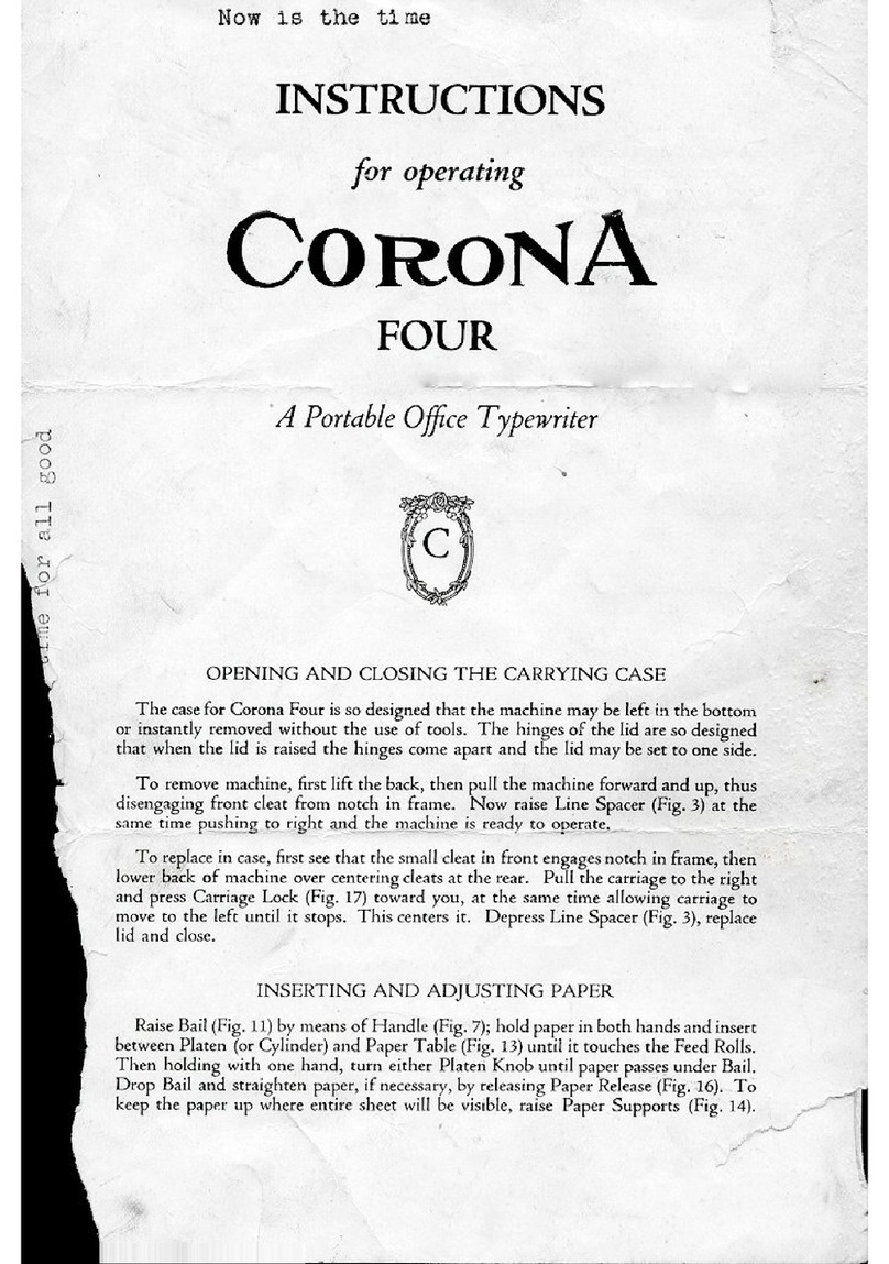 Corona Typewriter Corona Four Instructions for operating