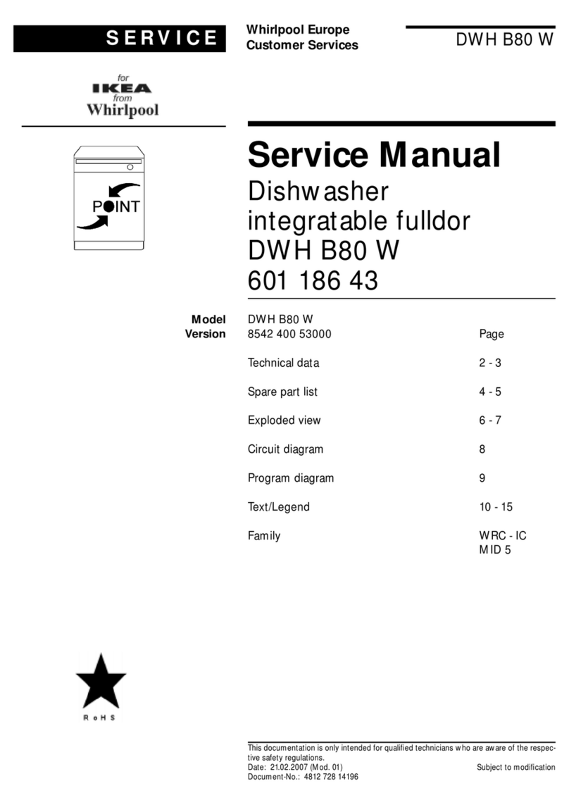 Whirlpool DWH B80 W Service manual