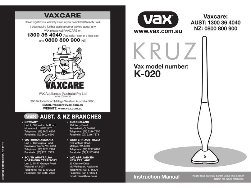 Vax Kruz K-020 User manual
