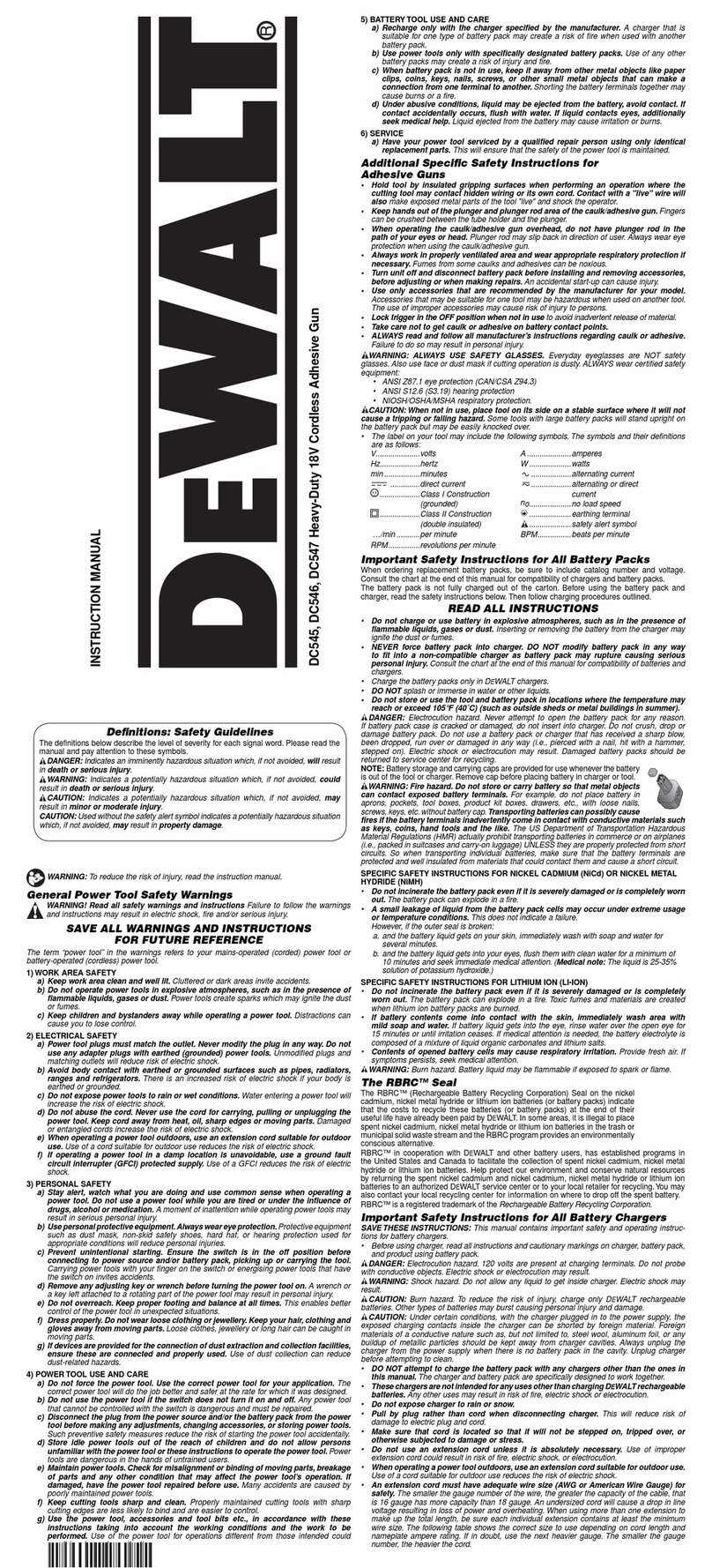 DeWalt DC547 instruction manual