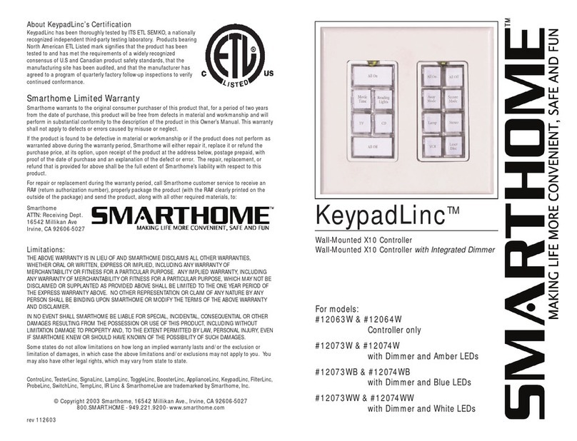 smart home KeypadLinc 12063W User manual