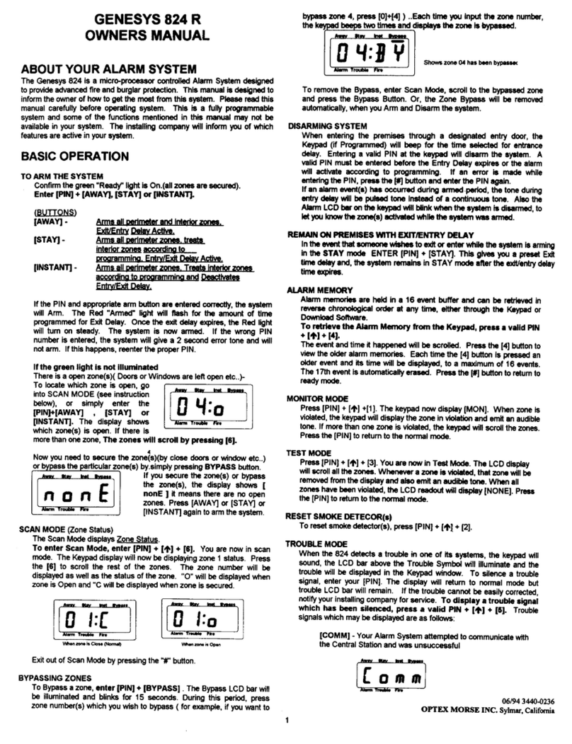 Optex Genesys 824 R owner's manual