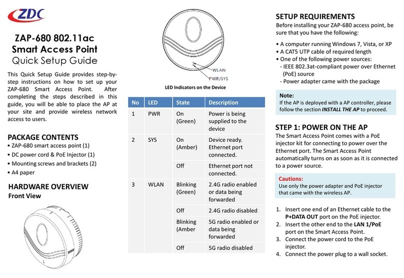 ZDC ZAP-680 Quick setup guide