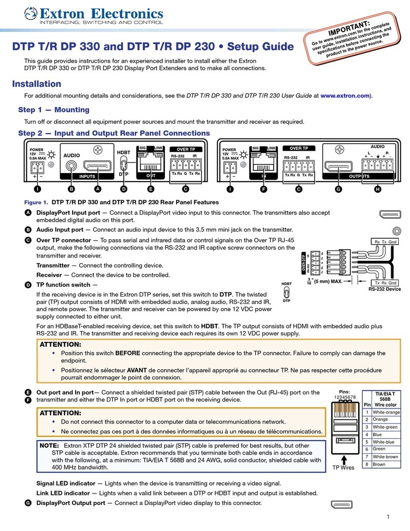 Extron electronics DTP T/R DP 330 Setup guide