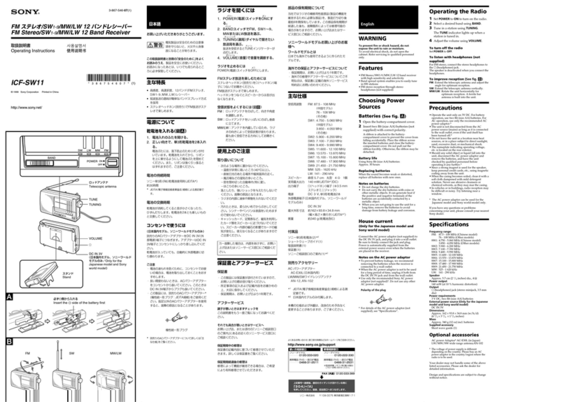 Sony ICF ICF-SW11 operating instructions