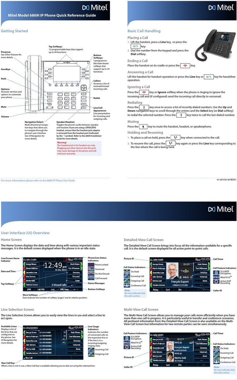 Mitel 6869i User manual Mitel 6869i User manual