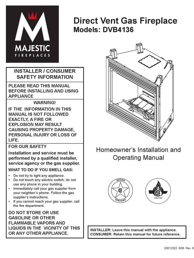 Majestic fireplaces DVB4136 Homeowner's installation and operating instructions