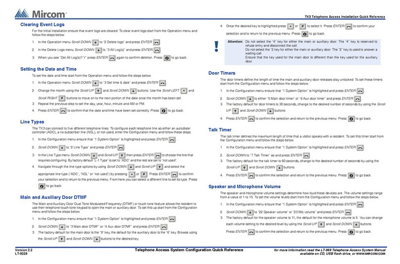Mircom TX3 Series Installation quick reference