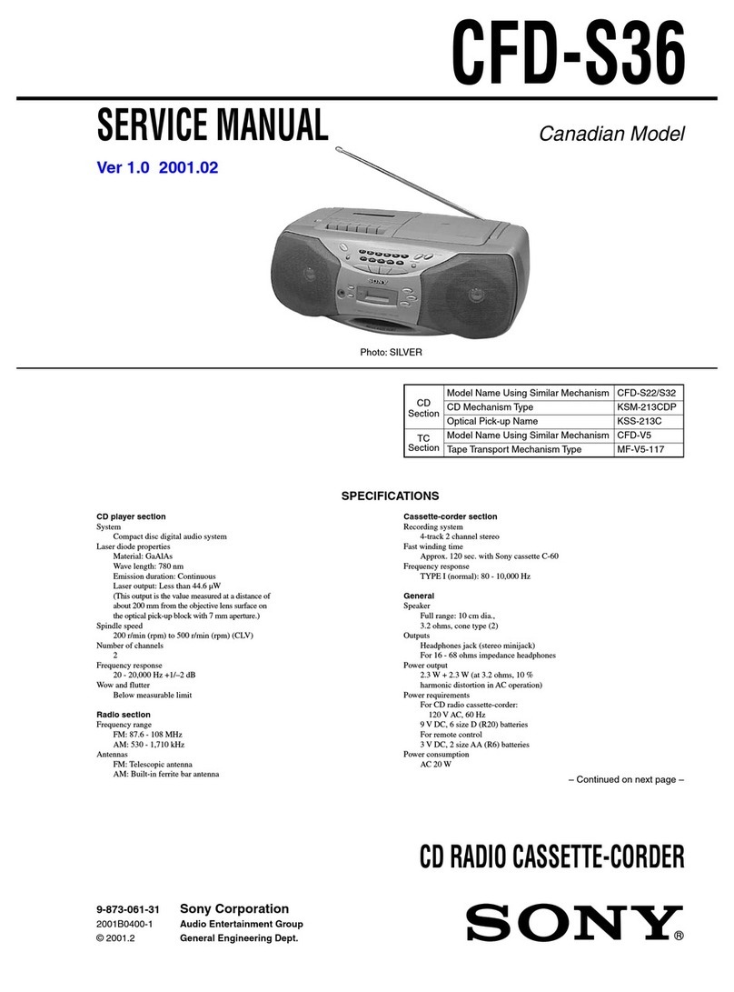 Sony CFD-S36 - Cd Radio Cassette-corder User manual