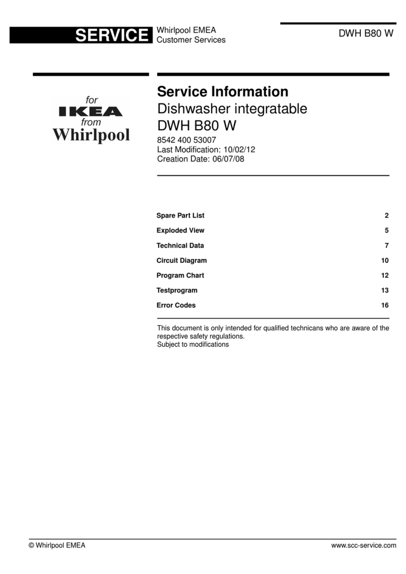 Whirlpool DWH B80 W Service information