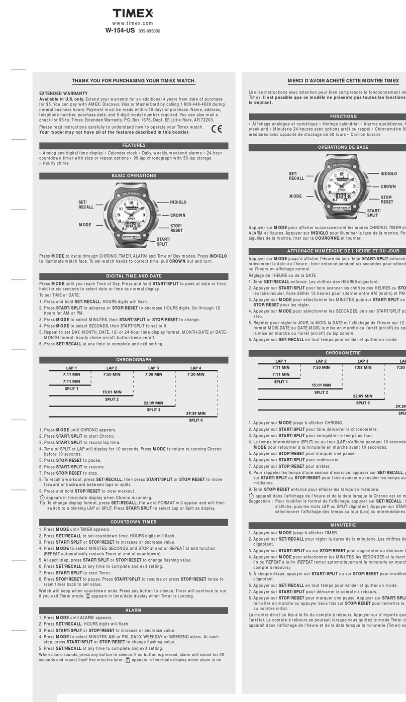 Timex W-154-US User manual
