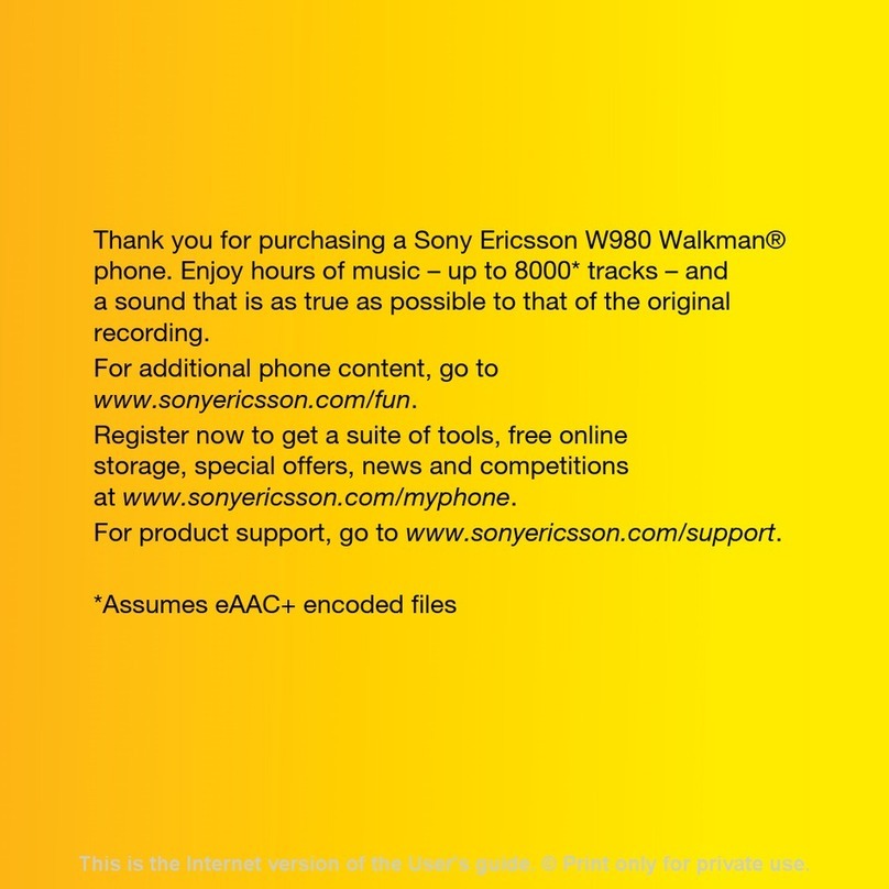 Sony Ericsson Walkman W980 User manual
