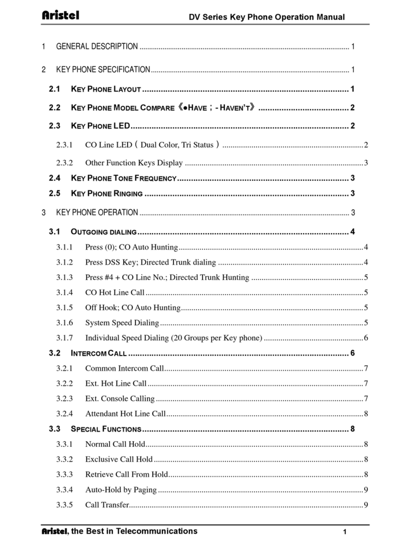 Aristel DV SERIES Operation manual