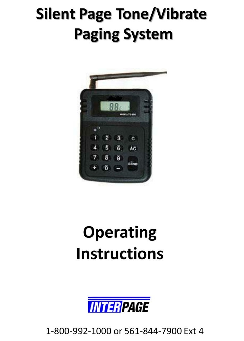 Interpage Silent Page Tone/VibratePaging System User manual