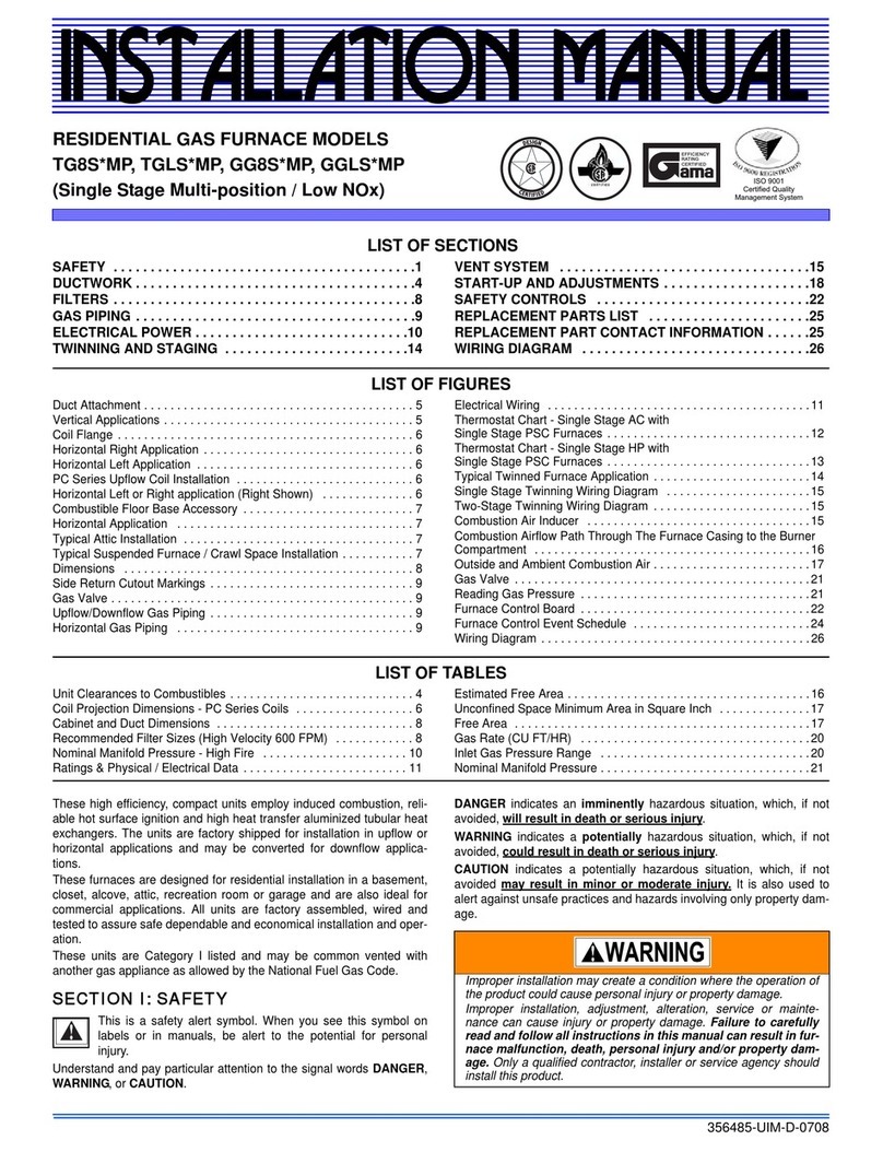 Johnson Controls Unitary Products TG8SxMP series User manual