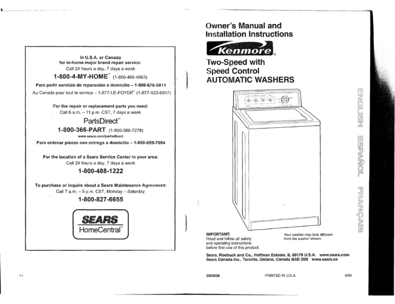 Kenmore Automatic Washer Owner's manual and installation instructions