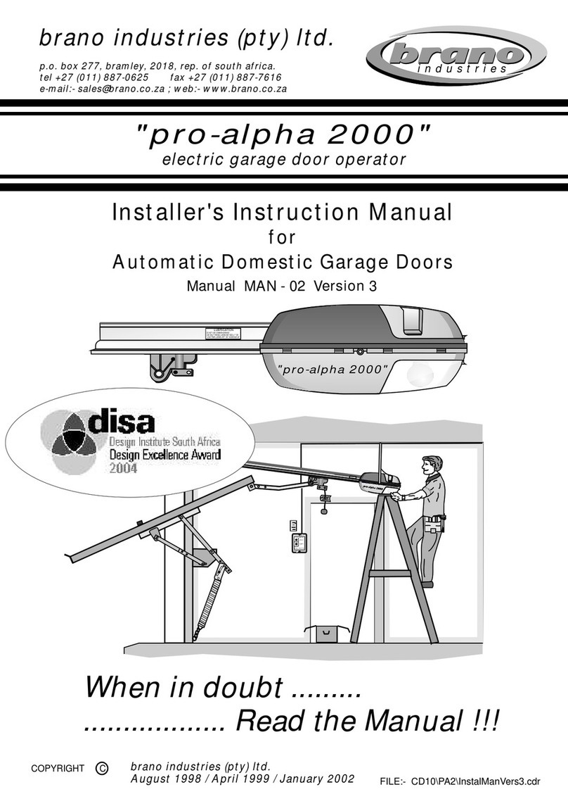 Brano Industries pro-alpha 2000 Installer instruction manual