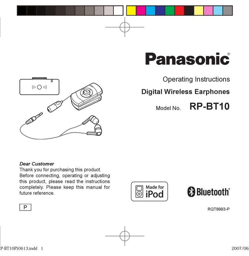 Panasonic RPBT10 - DIGITAL WIRELESS EARPHONE User manual