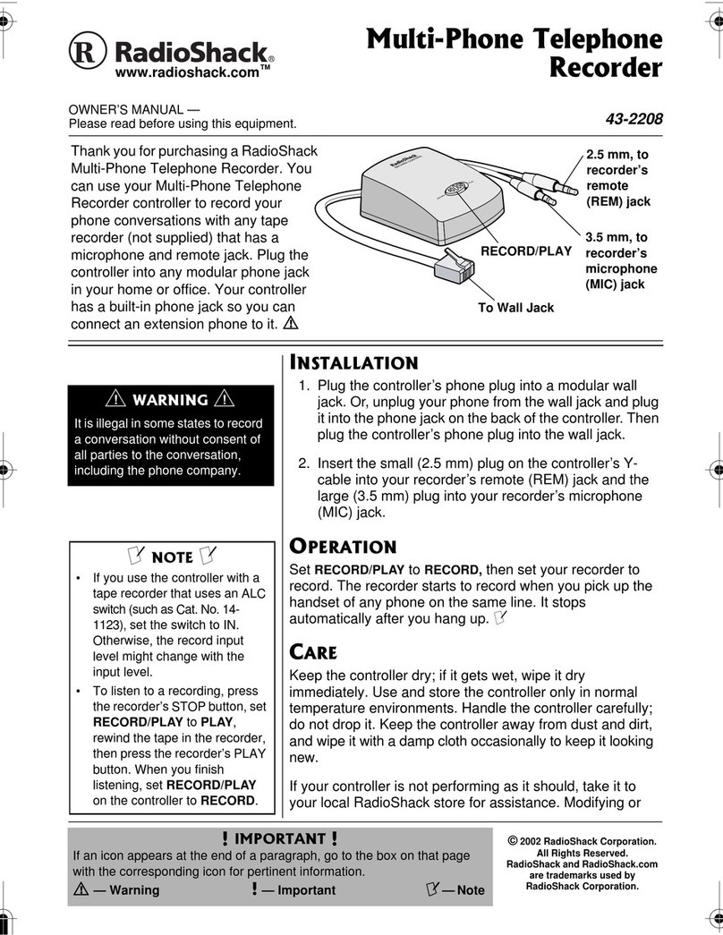 Radio Shack 43-2208 owner's manual