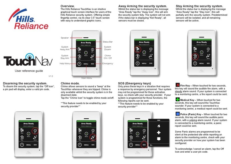 Hills Reliance TouchNav User reference guide