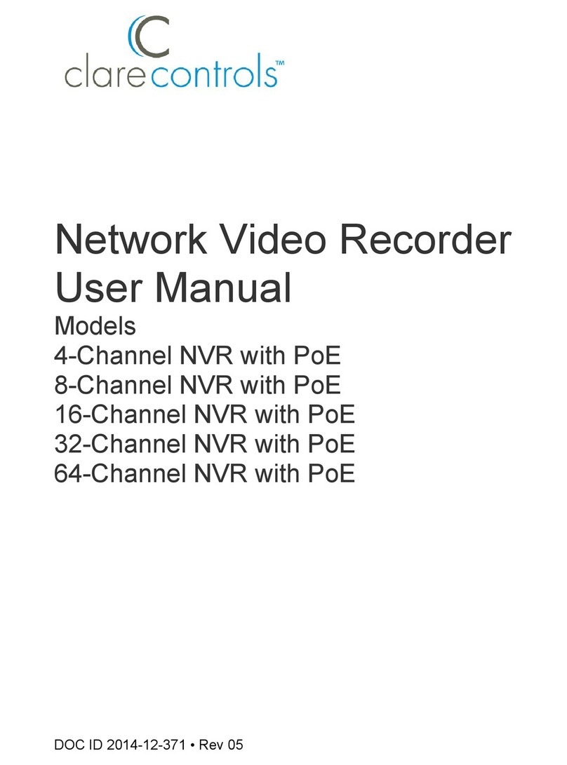 Clare Controls 4-Channel NVR with PoE User manual Clare Controls 4-Channel NVR with PoE User manual