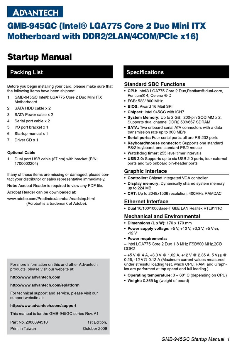 Advantech GMB-945GC Installation and operation manual Advantech GMB-945GC Installation and operation manual