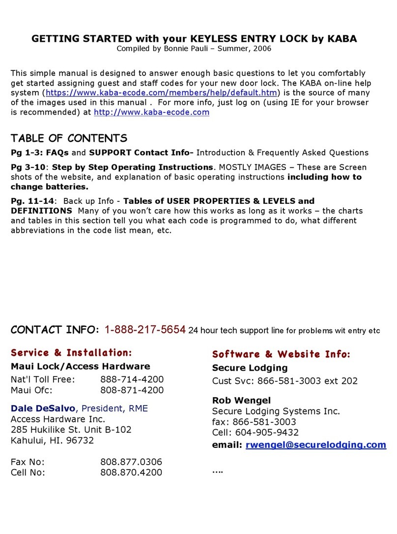Kaba KEYLESS ENTRY LOCK Getting started guide