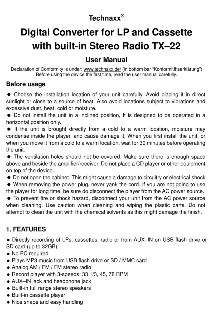 Technaxx Digital Converter for LP and Cassettewith built-in Stereo Radio... user manual