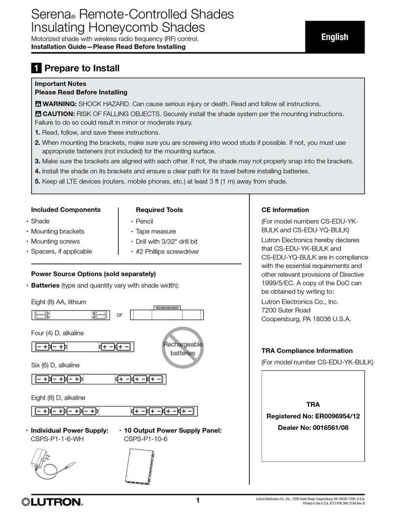 Lutron Electronics Serena User manual