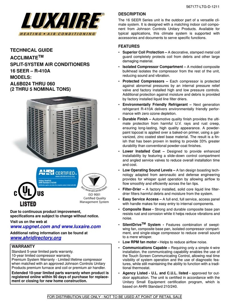 Luxaire ACCLIMATE AL6B024F3 Quick start guide