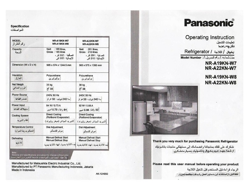 Panasonic NR-A19KN-W7 operating instructions