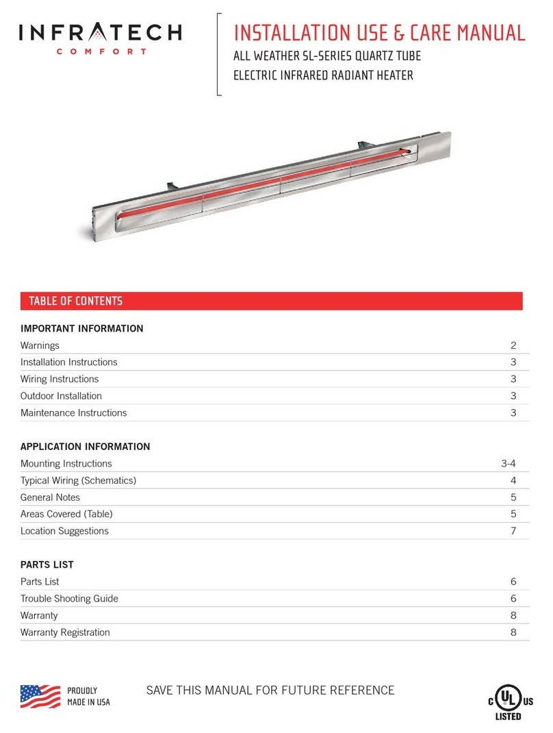 Infratech SL 16XX series Installation, use & care manual