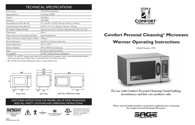Sage Products Comfort Personal Cleansing 7931 operating instructions