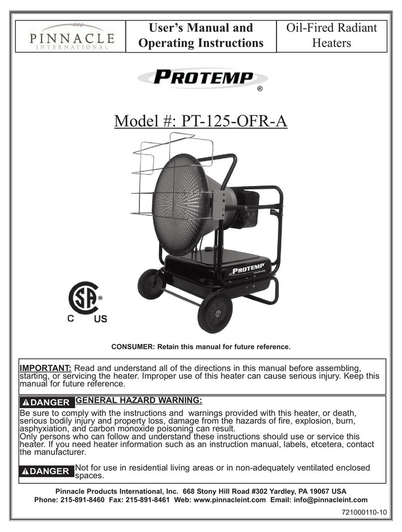 Pinnacle ProTemp PT-125-OFR-A User's manual and operating instructions