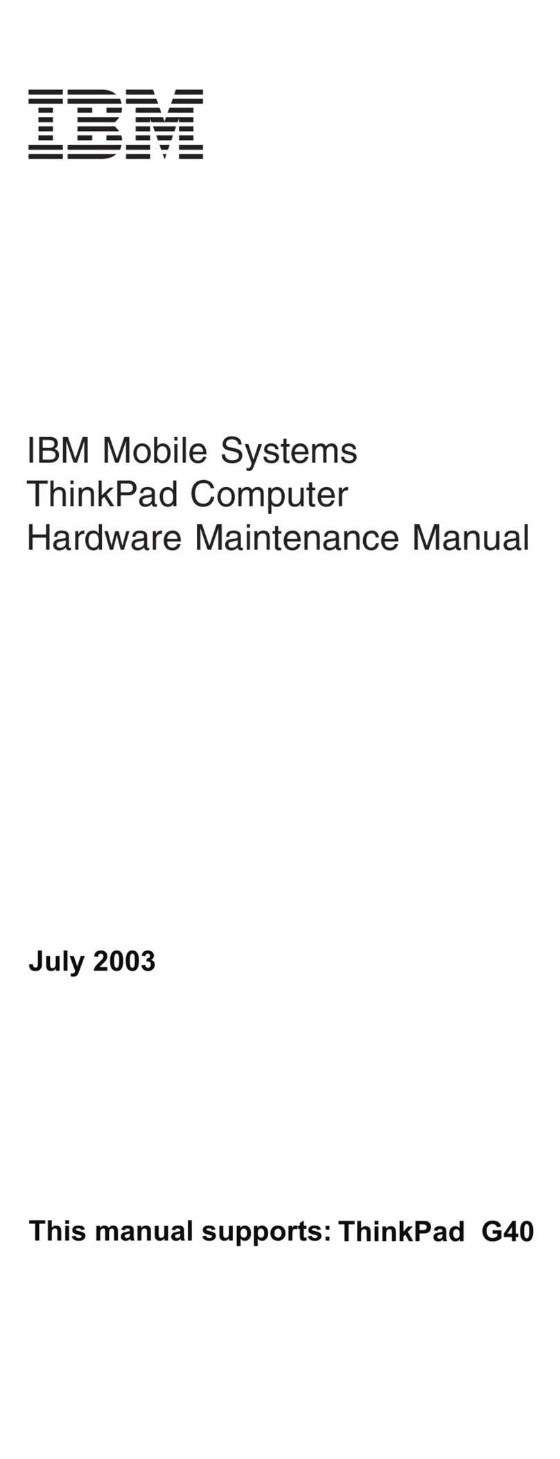 IBM ThinkPad G40 Series Owner's manual