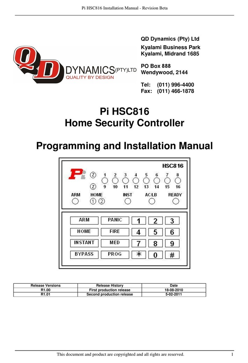 QD Dynamics Pi HSC816 Programming and installation manual QD Dynamics Pi HSC816 Programming and installation manual