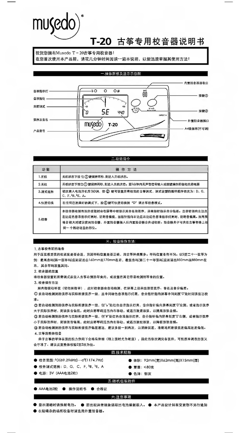 Musedo T-20 Guzheng user manual