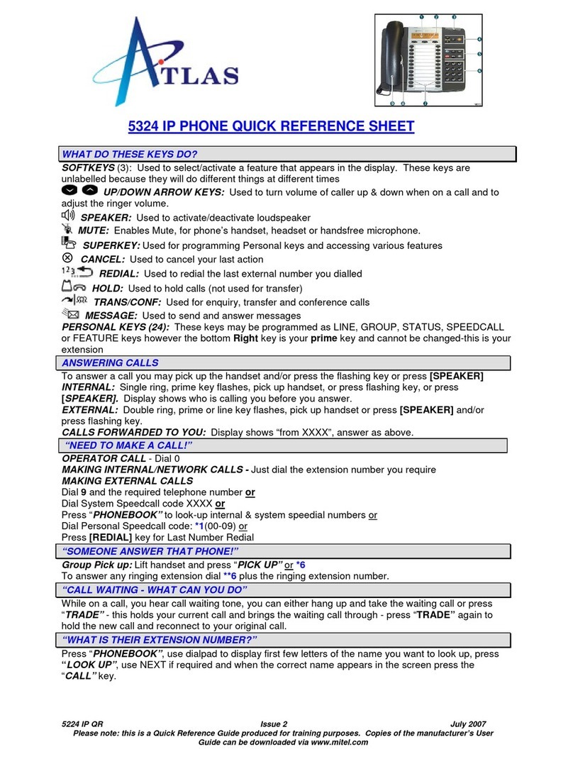 Atlas 5324 Quick reference sheet