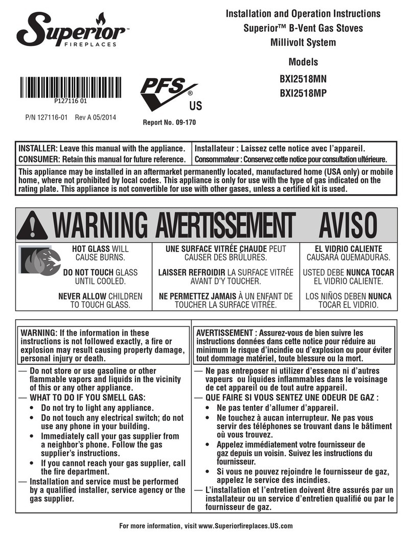 Superior BXI2518MN Installation and operation instructions