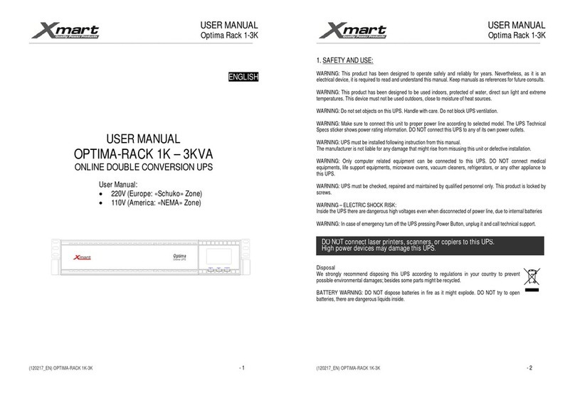 Xmart OPTIMA-RACK 1KVA user manual Xmart OPTIMA-RACK 1KVA user manual