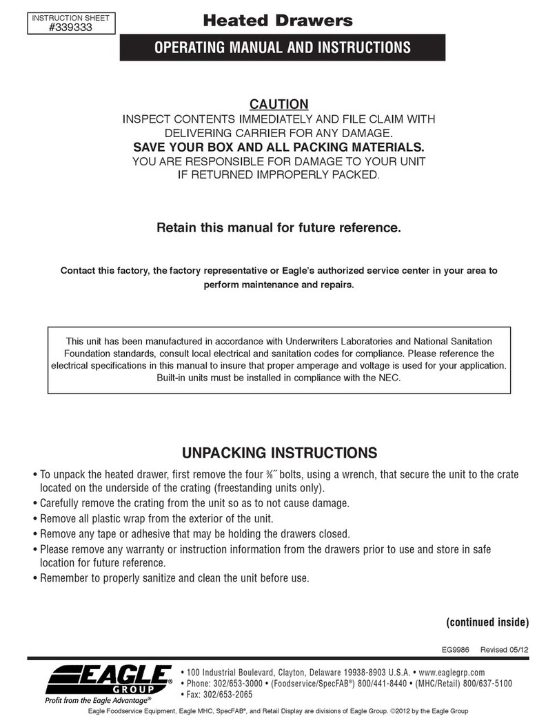 Eagle Heated Drawers Operating manual and instructions