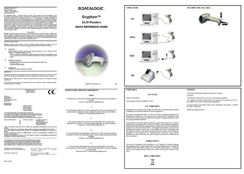 Datalogic Gryphon DX30 Quick reference guide