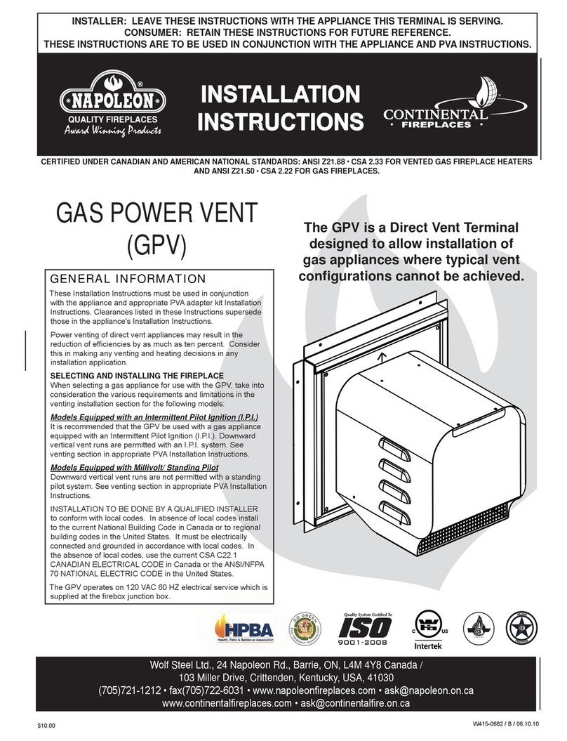 Napoleon GPV GAS POWER VENT installation instructions