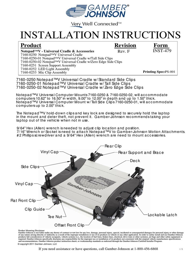Gamber Johnson 7160-0250 installation instructions